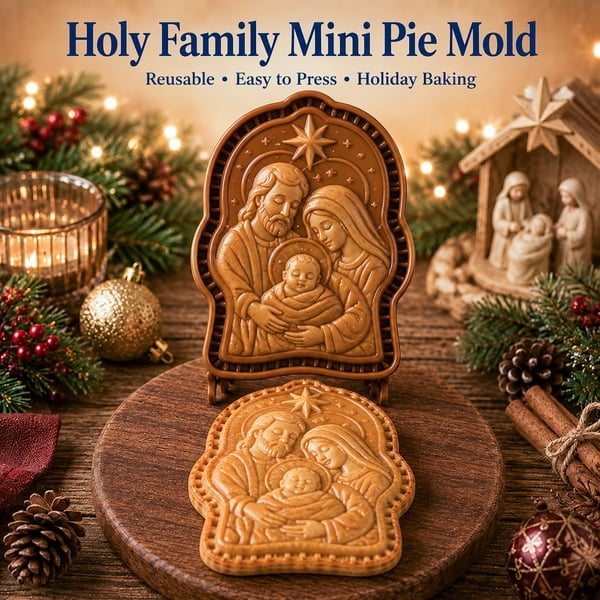 ✝️ Faith & Nativity-kollektion af mini-tærteforme til jul | Genanvendelige prægede forme til at forme detaljerede tærter med den bedende Jesus, krybbestallen og meget mere🥧✨