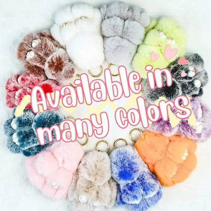 🎁Sista dagen 50% RABATT🐰Mjuk handgjord fluffig kanin-pompomnyckelring med designad plåtask