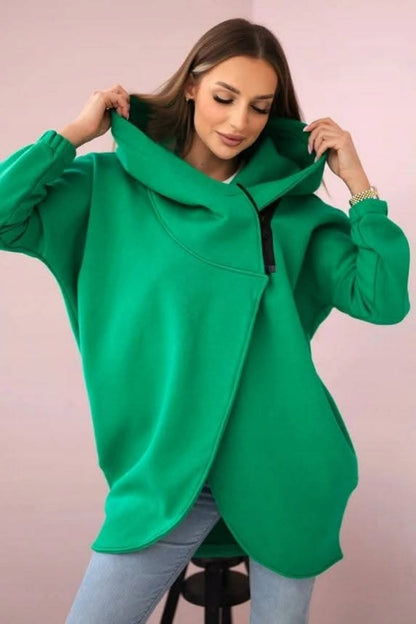 Women's Plus Size Hooded Sweatshirt, Half-zip Fashion Design