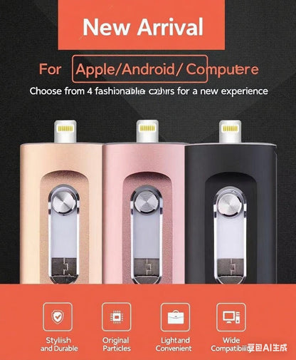 ⚡3-i-1-minne, bärbart höghastighets-USB 3.0-minne, OTG-minne med gratis typ-C-adapter för Android-telefoner/PC och fler enheter