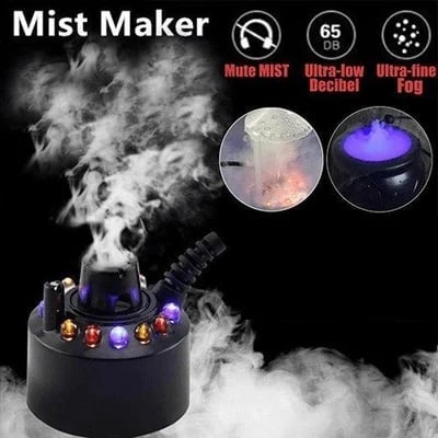 ⏰💨 12-LED Ultrasonic Mist Maker Fogger – Creates cool mist & colourful light – Perfect for humidifiers, fountains or Halloween decor – runs quietly in water 💧✨