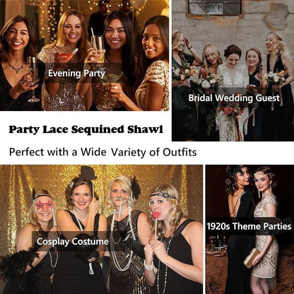 🎀2025 Nyinkommet✨Festlig spetshalsduk med paljetter