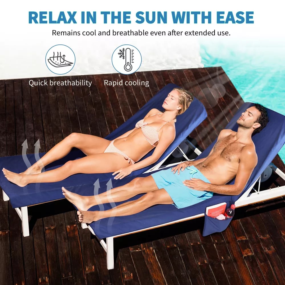 🌊Sun Lounger Handduk i väska med förvaringsfickor🌞