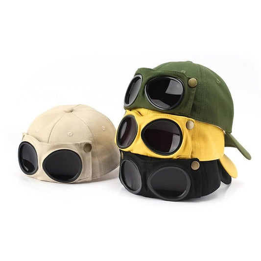 🤣 Baseballkasket i Aviator-stil — Unikt design med brillepaneler & vintage detaljer! 🧢✨