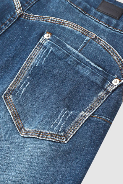 ✅ "2 ST = FRAKTFRIET" Slitna capris-jeans med upprullad fåll