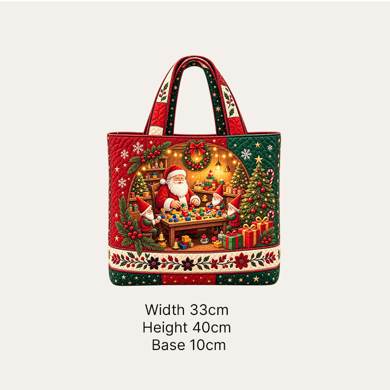 Vintage-tote-taske med julemotiv af julemanden | Festlig genanvendelig indkøbspose