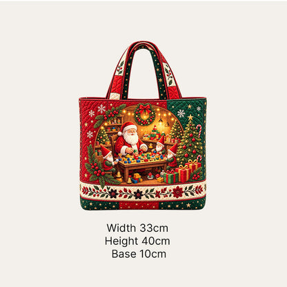 Vintage-tote-taske med julemotiv af julemanden | Festlig genanvendelig indkøbspose