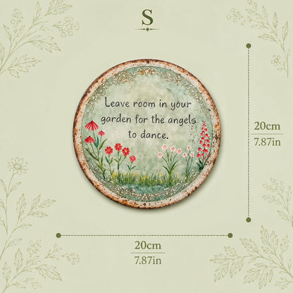 ✨ Håndlavet Angel Dance rundt metalskilt, vintage cottage-have vægdekoration gave