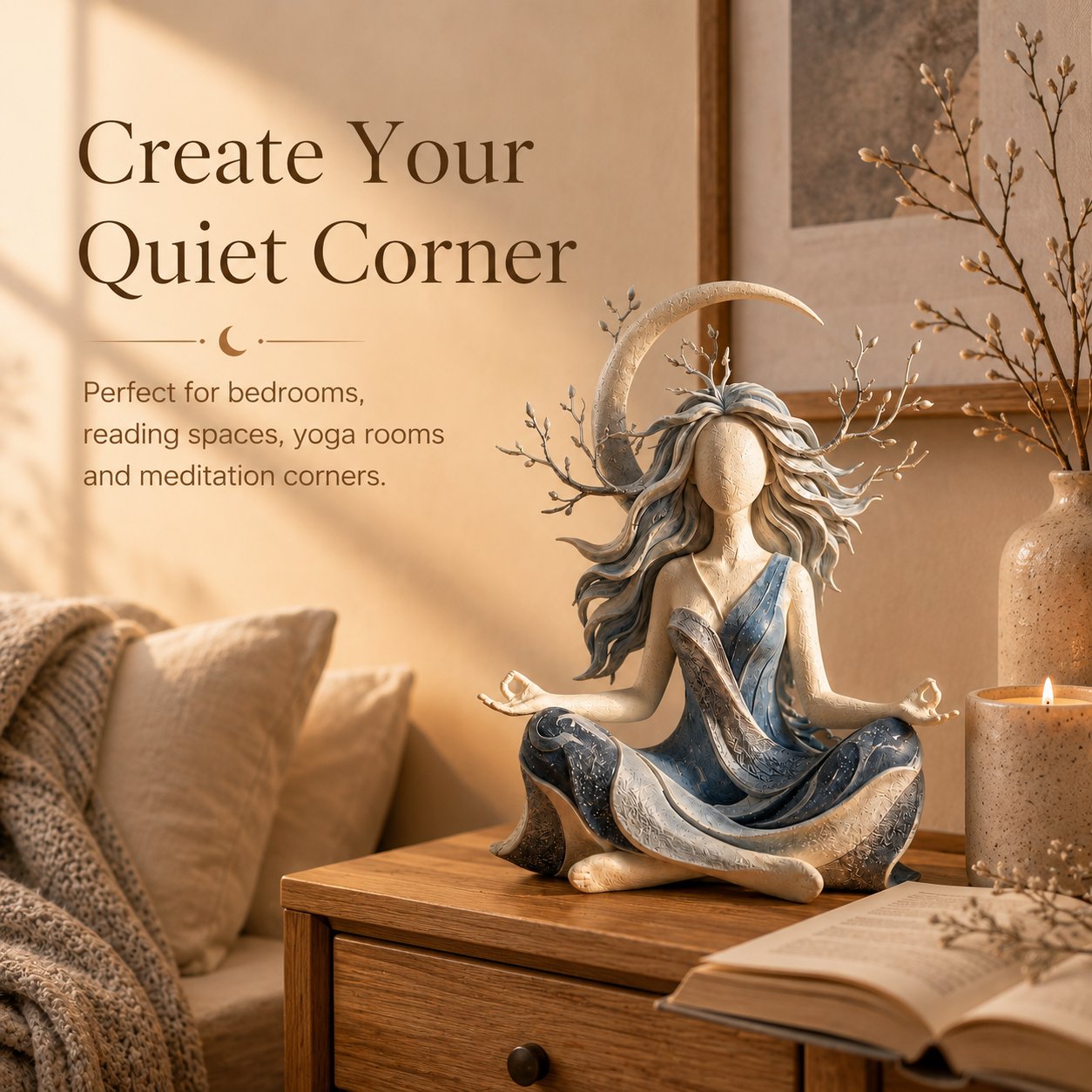 🧘 Skulptur til fredfyldt meditation | Fredfyldt boligindretningspynt