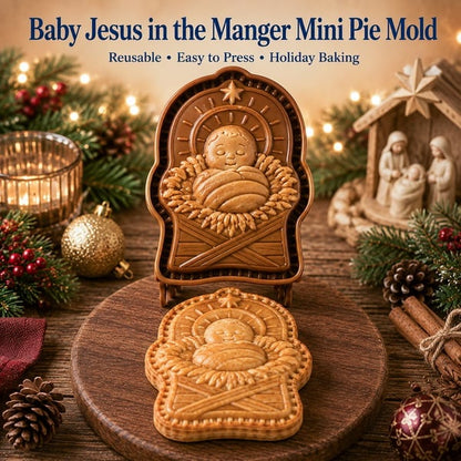 ✝️ Faith & Nativity-kollektion af mini-tærteforme til jul | Genanvendelige prægede forme til at forme detaljerede tærter med den bedende Jesus, krybbestallen og meget mere🥧✨