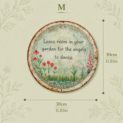 ✨ Håndlavet Angel Dance rundt metalskilt, vintage cottage-have vægdekoration gave