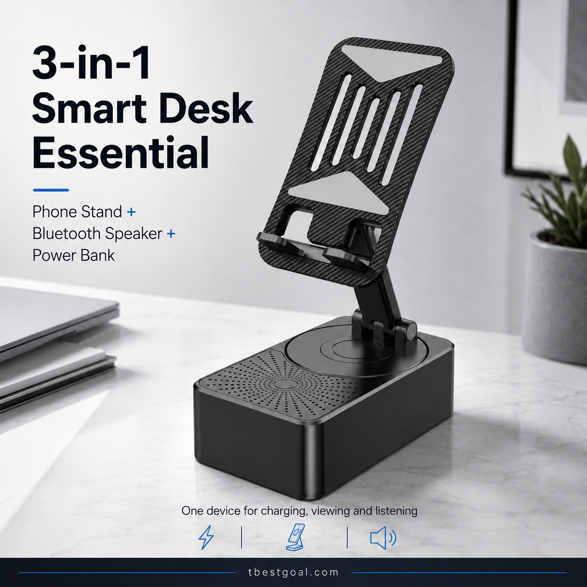 Gavevalg - 3 i 1 - Trådløs Bluetooth-højttaler, opladningsstation, telefonholde