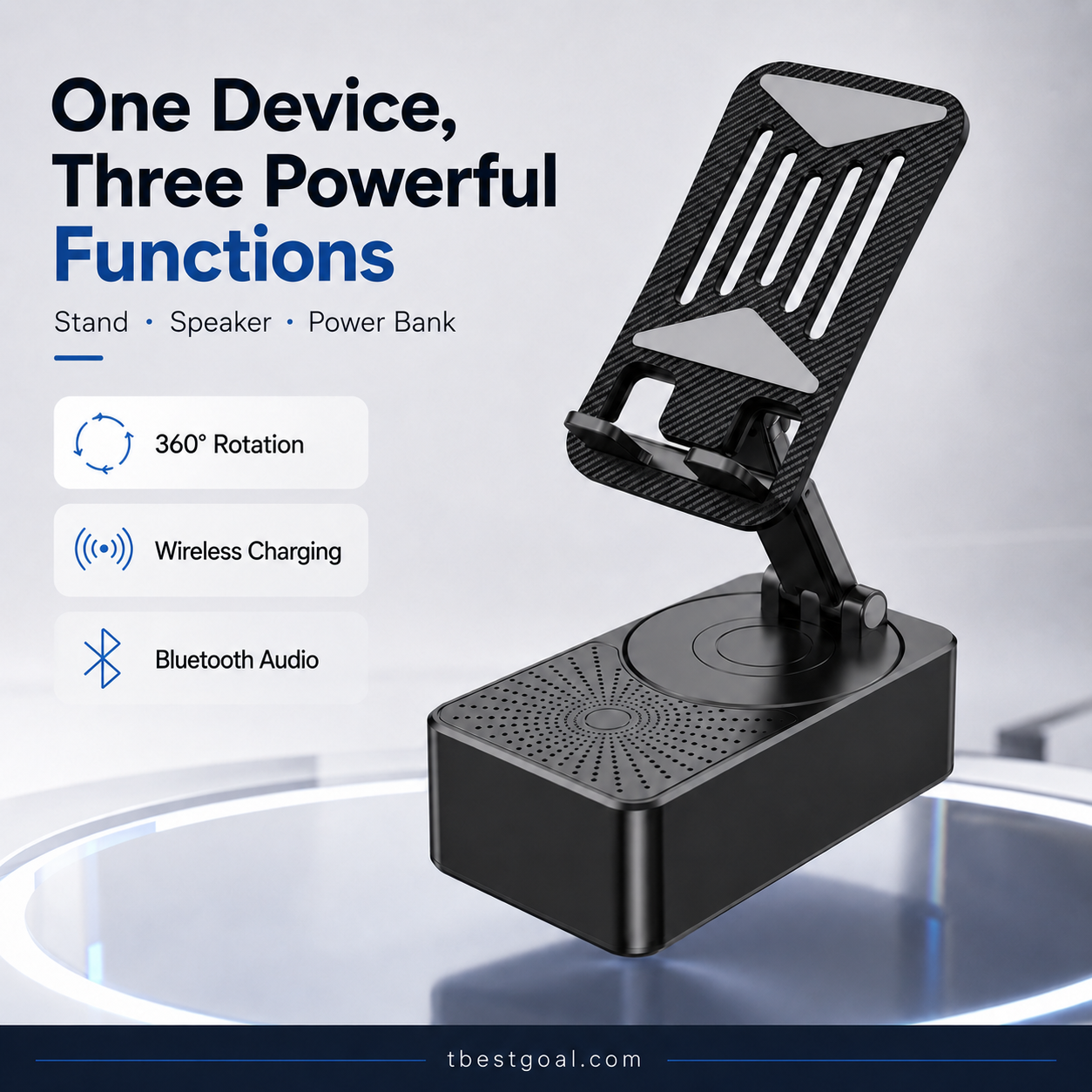 Gavevalg - 3 i 1 - Trådløs Bluetooth-højttaler, opladningsstation, telefonholde