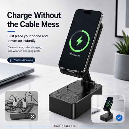Gavevalg - 3 i 1 - Trådløs Bluetooth-højttaler, opladningsstation, telefonholde