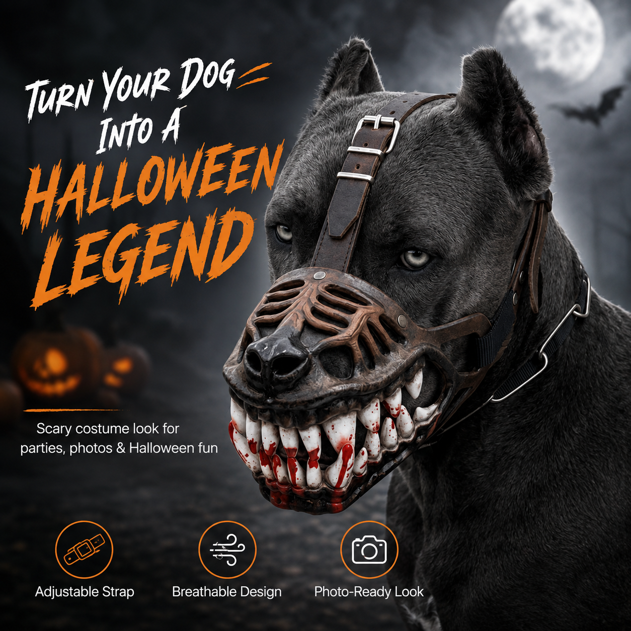 🐺 Halloween Monster Hundekostume Mundkurv – Uhyggeligt Latex Kæledyrsfesttilbehør🐺