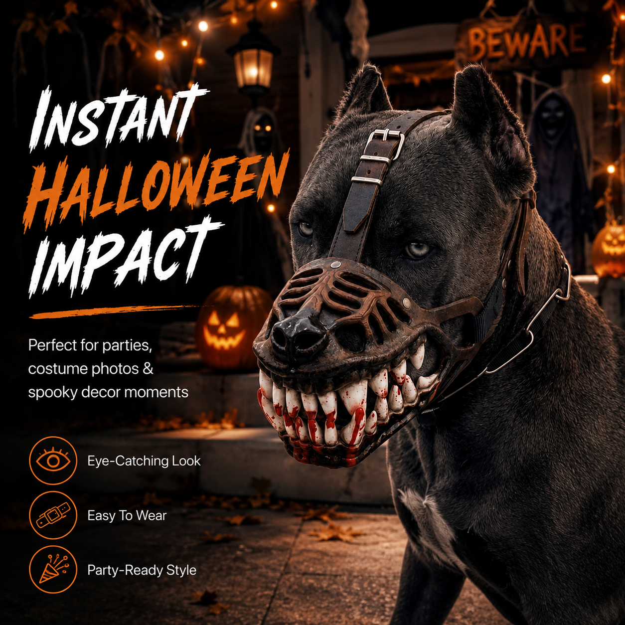 🐺 Halloween Monster Hundekostume Mundkurv – Uhyggeligt Latex Kæledyrsfesttilbehør🐺