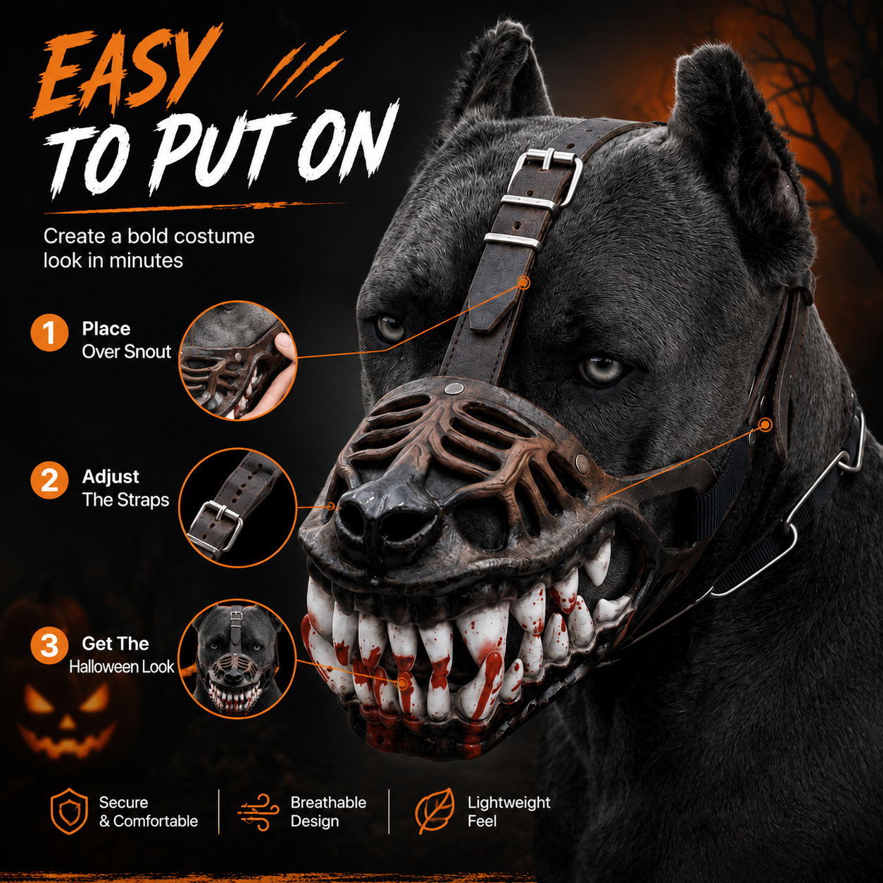 🐺 Halloween Monster Hundekostume Mundkurv – Uhyggeligt Latex Kæledyrsfesttilbehør🐺