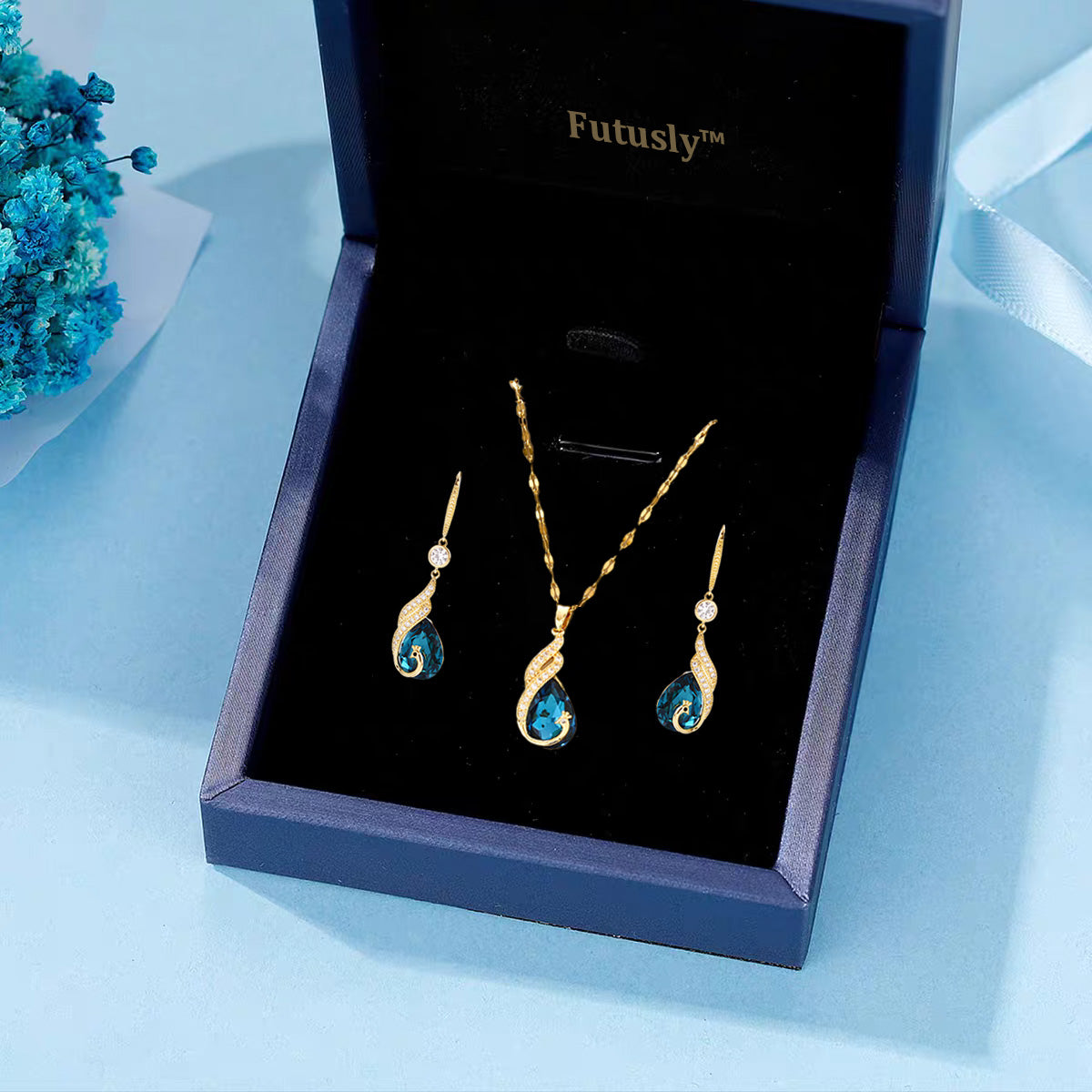 🦚  Phoenix Øreringe – Forgyldt & AAA Zirkoner – Elegant påfugledesign & Letvægtskomfort 💎