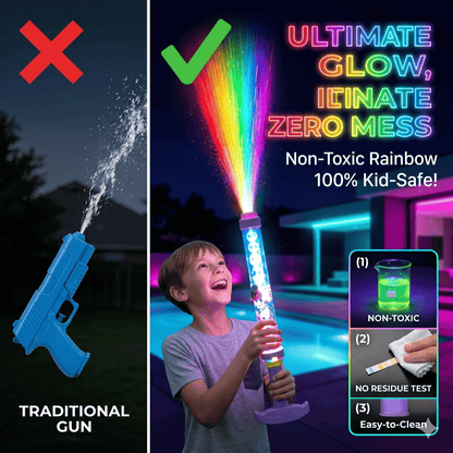 🌈 LED-vandpistol med strålende regnbue | Sommermorskab, der sprudler som ved et trylleslag!