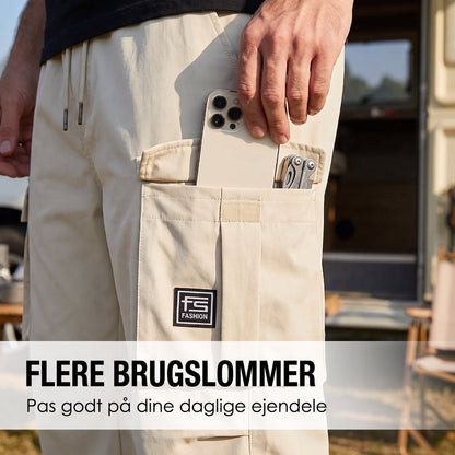 Afslappede cargobukser til mænd med flere lommer til hverdags- og udendørsbrug