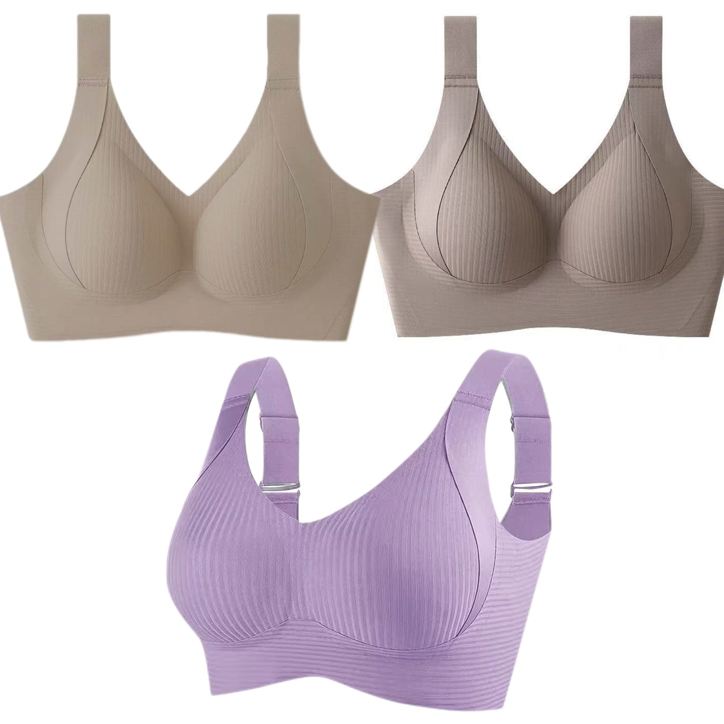 🔥Ribbad justerbar BH utan bygel för kvinnor