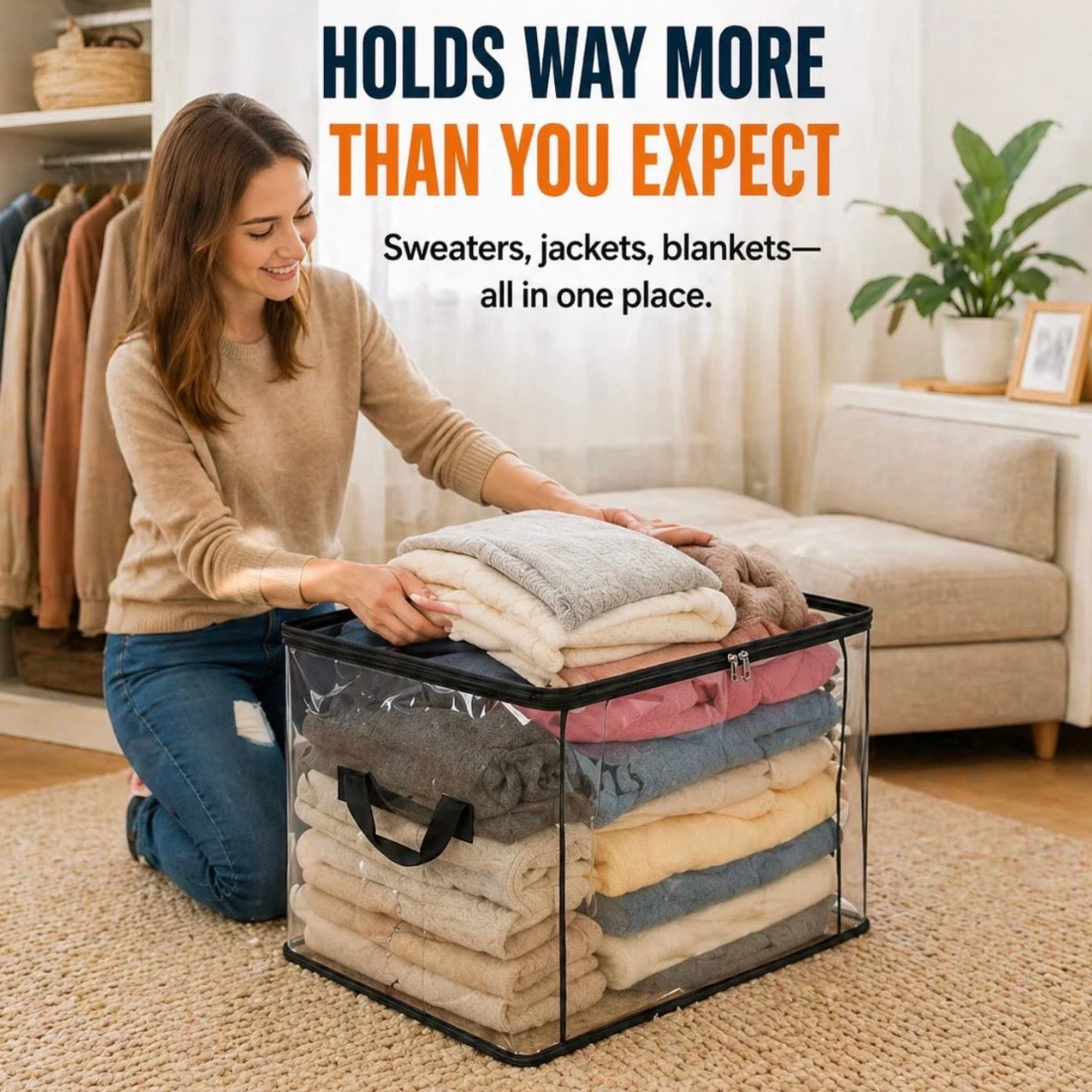 💕Transparent opbevaringstaske – Stor, støv- og fugttæt med håndtag✨ Ultimativ alt-i-en-organisator til tøj, legetøj, bøger, tøjdyr og absolut alt! 🧸📚👕