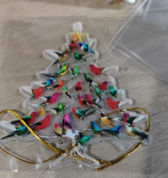 🔥🐦🎄Kolibri julpynt i akryl, 2D