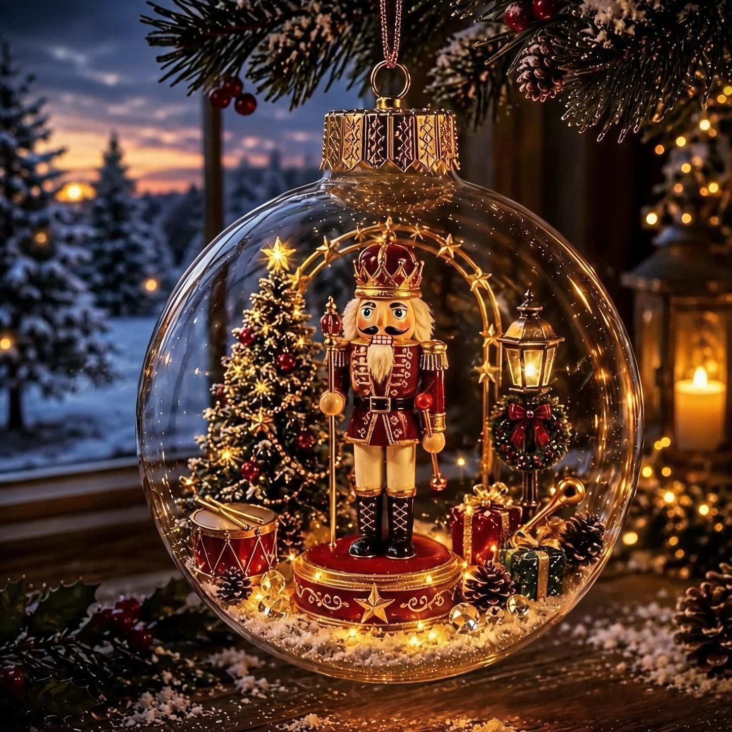 🎄Glødende jule-diorama pynt – En lille vinterverden i din håndflade👼
