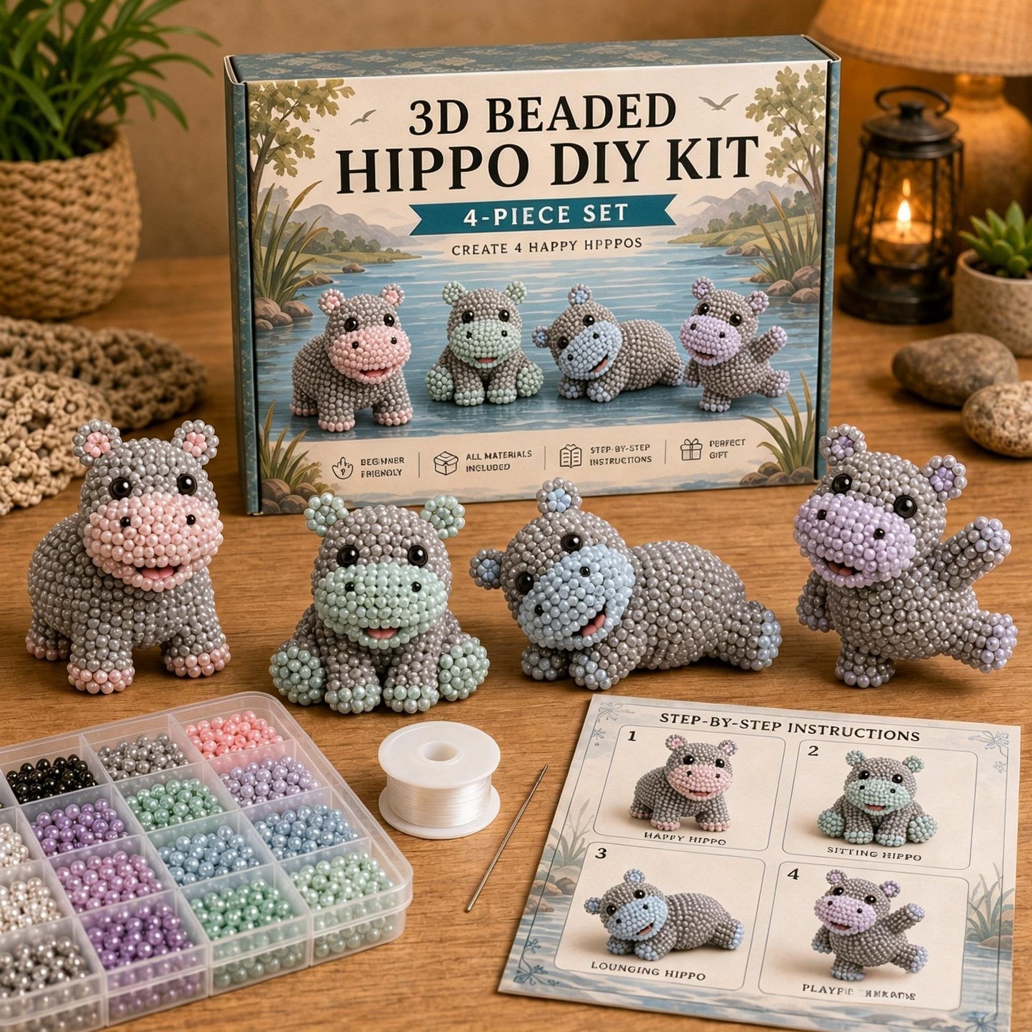 🧵✨ Sæt til at lave små 3D-dyr med perler