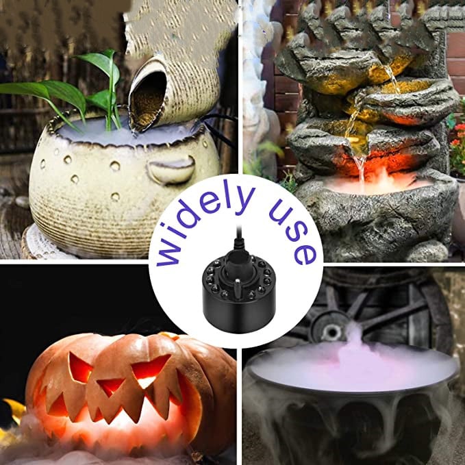 ⏰💨 12-LED Ultrasonic Mist Maker Fogger – Creates cool mist & colourful light – Perfect for humidifiers, fountains or Halloween decor – runs quietly in water 💧✨