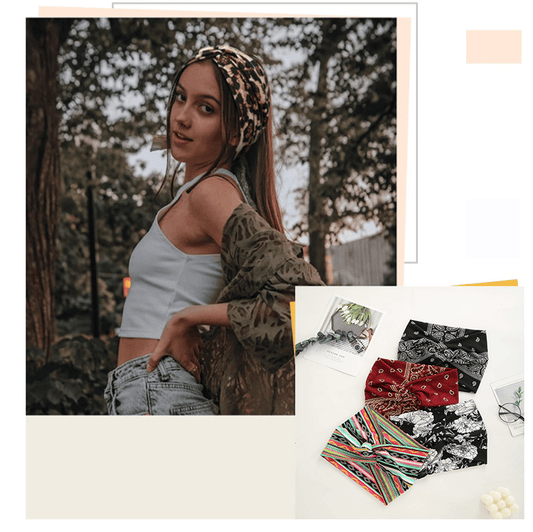 Boho-stil & paisleymönstrat hårband Brett elastiskt hårband