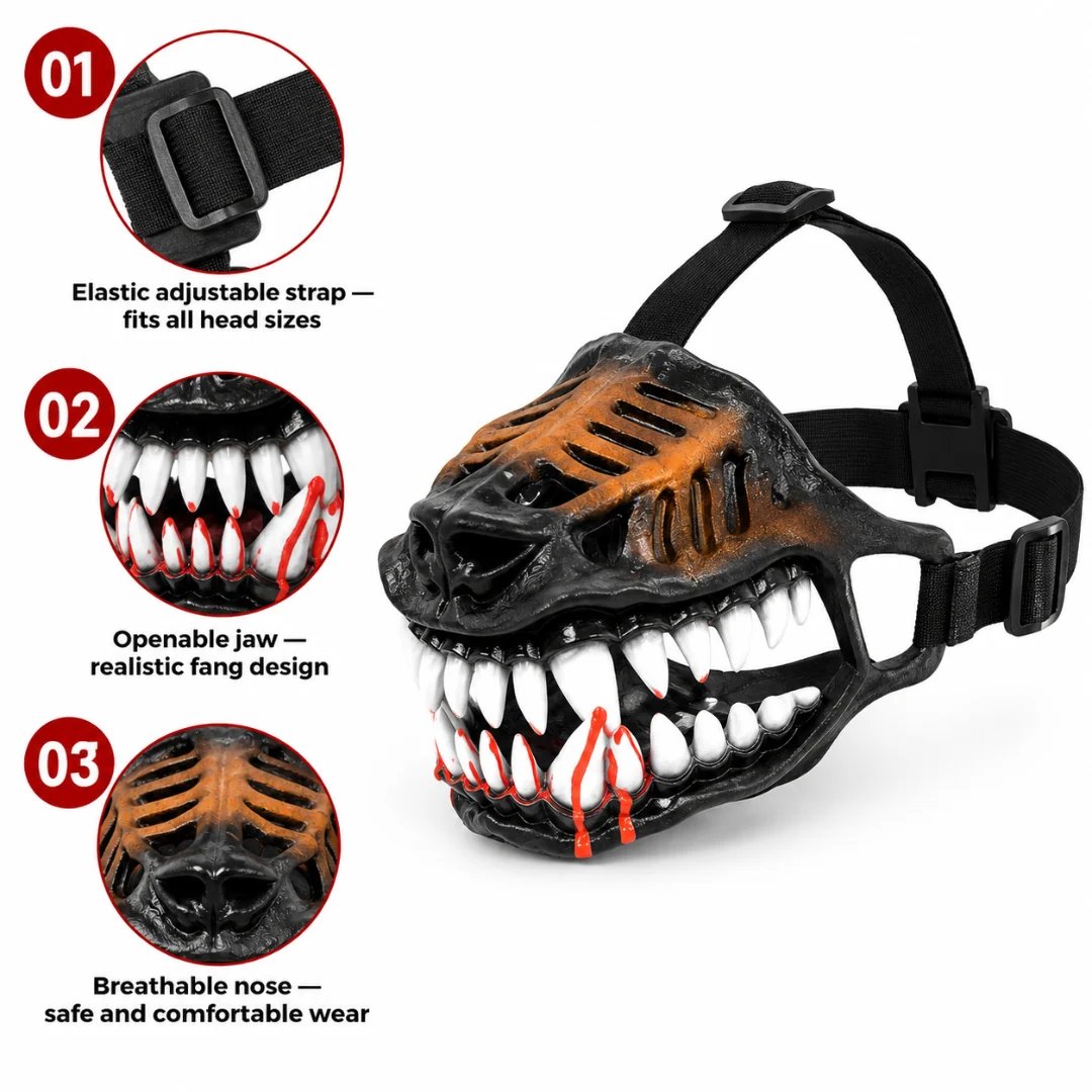 🐺 Halloween Monster Hundekostume Mundkurv – Uhyggeligt Latex Kæledyrsfesttilbehør🐺