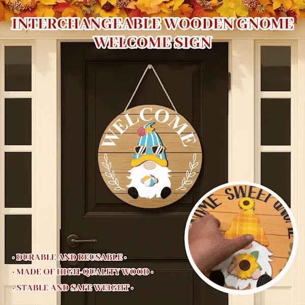 Säsongskampanj🌟Din kreativitetsfestival året runt!🎄Utbytbar välkomstskylt för trätomte🎈