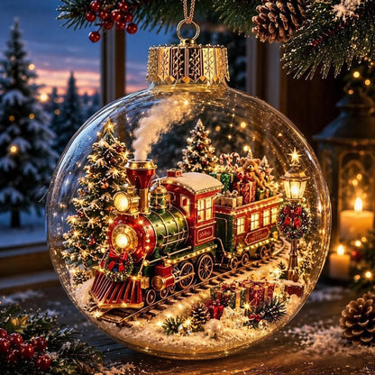 🎄Glødende jule-diorama pynt – En lille vinterverden i din håndflade👼