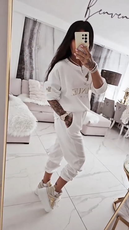 ⏳Tidsbegränsat erbjudande! ⏰Casual set för damer, blus med tryck och lösa byxor