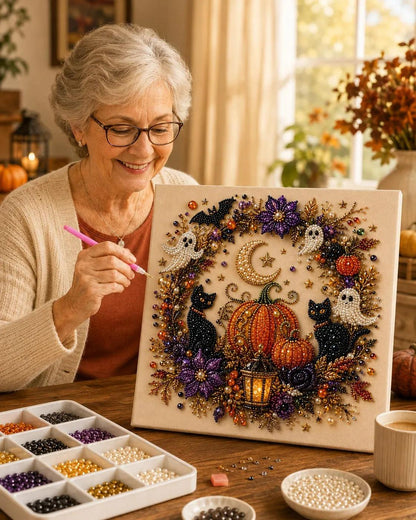 👻🎃3D Pearl Art Halloween DIY Kit – Spooky Diamond Painting, All-in-One Supplies