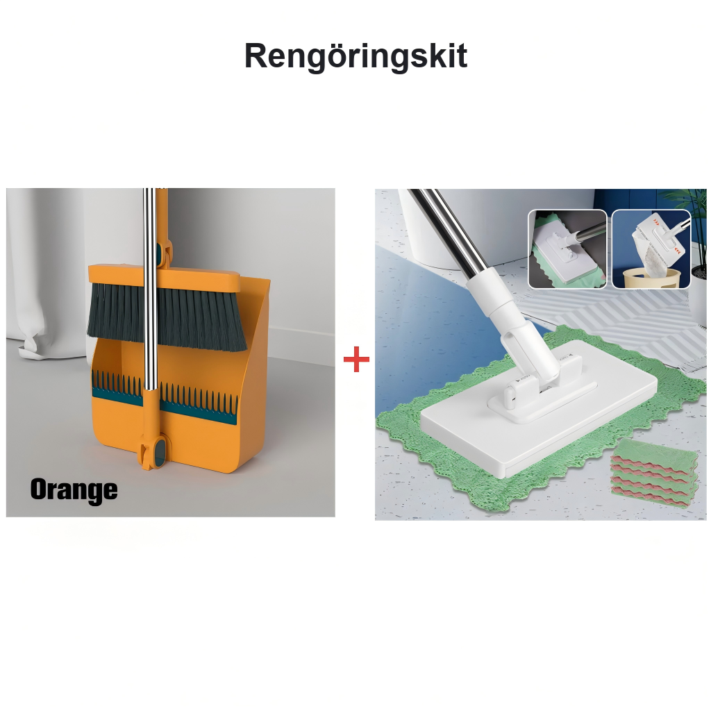 Stående sopskyffelset med 180° roterande sopborste