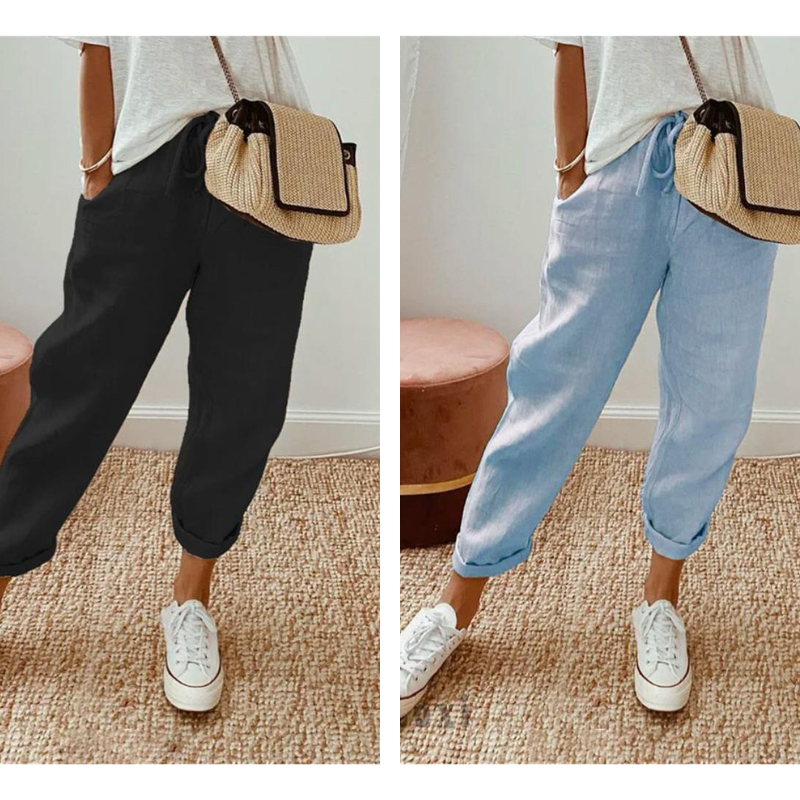 💕Sista dagens kampanj -49% rabatt💕Ledig byxa i bomull och linne för kvinnor