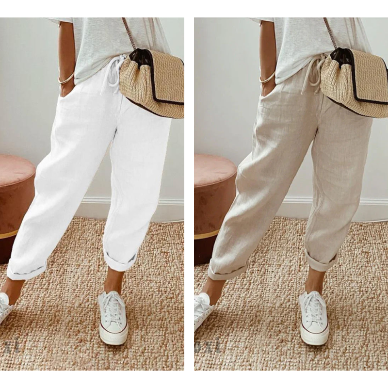 💕Sista dagens kampanj -49% rabatt💕Ledig byxa i bomull och linne för kvinnor