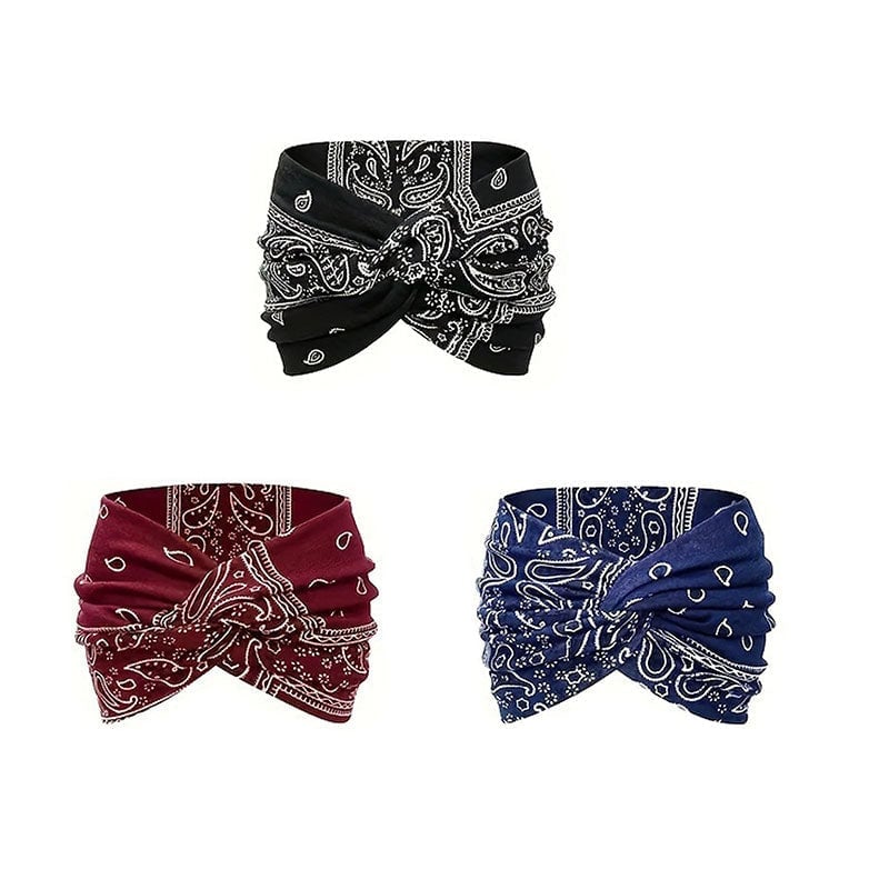 Boho-stil & paisleymönstrat hårband Brett elastiskt hårband
