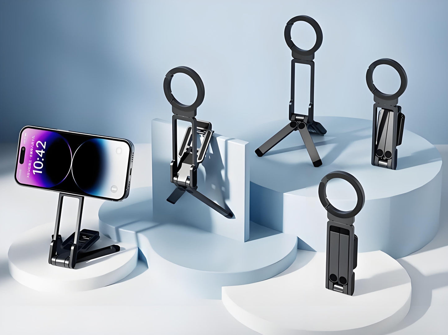 Magnetiskt telefonstativ för iPhone, MA38 Bärbar telefonhållare Ministativ för Magsafe med dubbelsidig stark magnetisk 1/4'' Arri-lokaliseringshål Hopfällbar krok