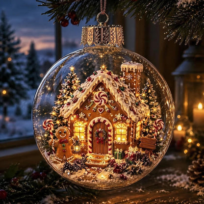 🎄Glødende jule-diorama pynt – En lille vinterverden i din håndflade👼