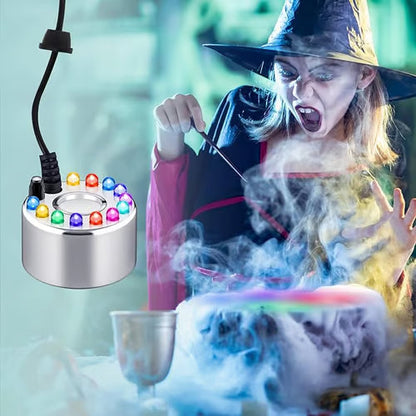 ⏰💨 12-LED Ultrasonic Mist Maker Fogger – Creates cool mist & colourful light – Perfect for humidifiers, fountains or Halloween decor – runs quietly in water 💧✨