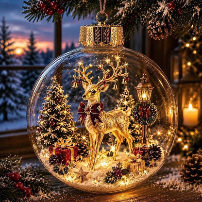 🎄Glødende jule-diorama pynt – En lille vinterverden i din håndflade👼