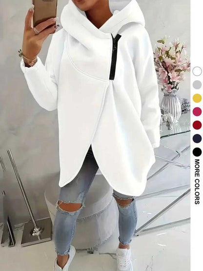 Women's Plus Size Hooded Sweatshirt, Half-zip Fashion Design