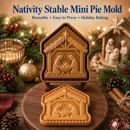 ✝️ Faith & Nativity-kollektion af mini-tærteforme til jul | Genanvendelige prægede forme til at forme detaljerede tærter med den bedende Jesus, krybbestallen og meget mere🥧✨