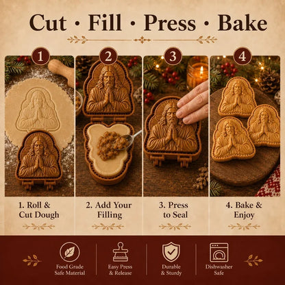 ✝️ Faith & Nativity-kollektion af mini-tærteforme til jul | Genanvendelige prægede forme til at forme detaljerede tærter med den bedende Jesus, krybbestallen og meget mere🥧✨