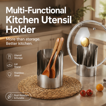 🍳 Multifunktionel køkkenredskabsopbevaring | Robust rustfrit stål for robusthed · Pladsbesparende vertikalt design · Nem at rengøre og oliebestandi