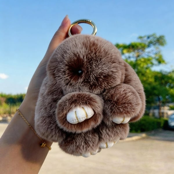 🎁Sista dagen 50% RABATT🐰Mjuk handgjord fluffig kanin-pompomnyckelring med designad plåtask