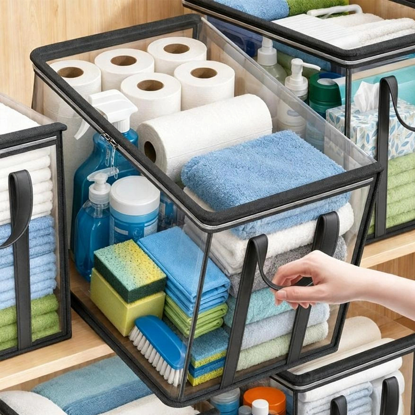 💕Transparent opbevaringstaske – Stor, støv- og fugttæt med håndtag✨ Ultimativ alt-i-en-organisator til tøj, legetøj, bøger, tøjdyr og absolut alt! 🧸📚👕